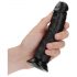 RealRock Curved - ukrivljeni realistični dildo z lepljivimi nogami - 15,5 cm (črn)