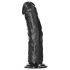 RealRock Curved - ukrivljeni realistični dildo z lepljivimi nogami - 15,5 cm (črn)