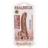 RealRock Curved - realistični dildo s testisi - 15,5 cm (temno naraven)