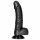 RealRock Curved - realistični dildo s prijemalko za testise - 15,5 cm (črn)