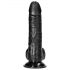 RealRock Curved - realistični dildo s prijemalko za testise - 15,5 cm (črn)