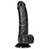 RealRock Curved - realistični dildo s prijemalko za testise - 15,5 cm (črn)