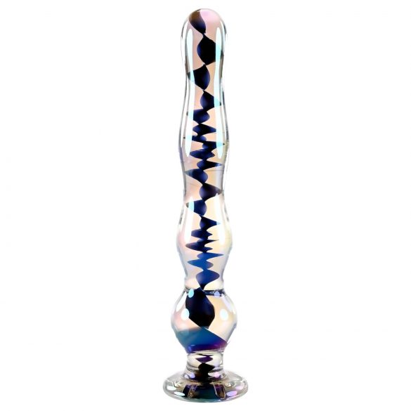 Playboy Jewels - valovit stekleni dildo (prosojen)