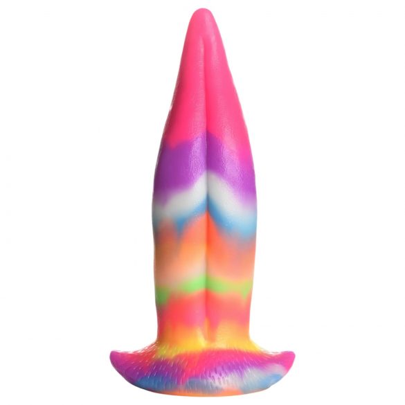 Creature Cocks Tongue - svetleči silikonski dildo - 21 cm (mavrica)