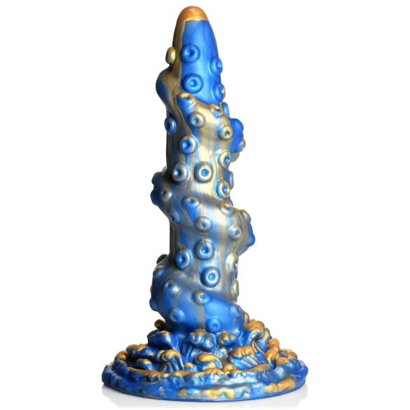 Creature Cocks Kraken - spiralni dildo z roko hobotnice - 21 cm (zlato-modra)