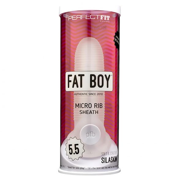 Fat Boy Micro Ribbed - ovoj za penis (15 cm) - mlečno bela