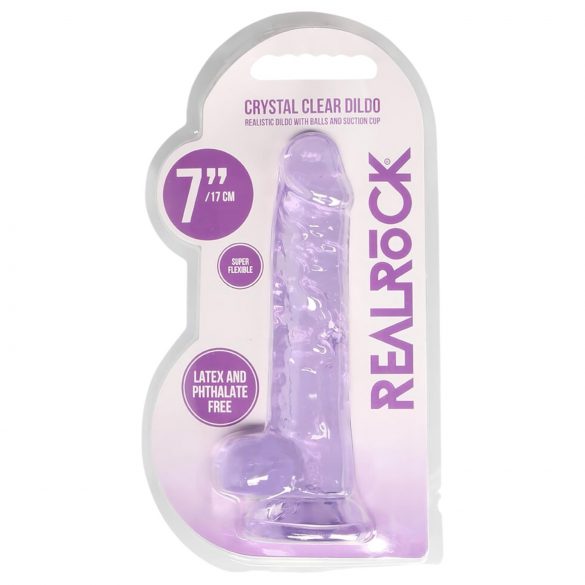 REALROCK - prozoren realistični dildo - vijolični (17 cm)