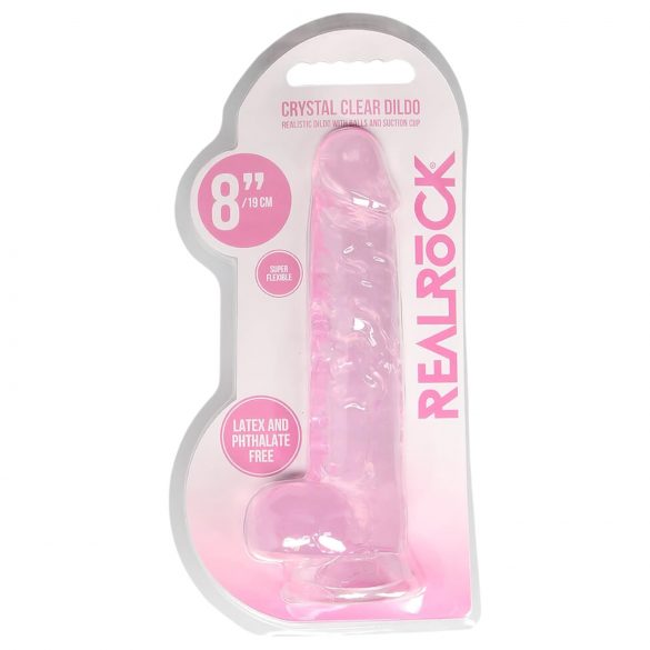 REALROCK - prozoren realističen dildo - roza (19 cm)