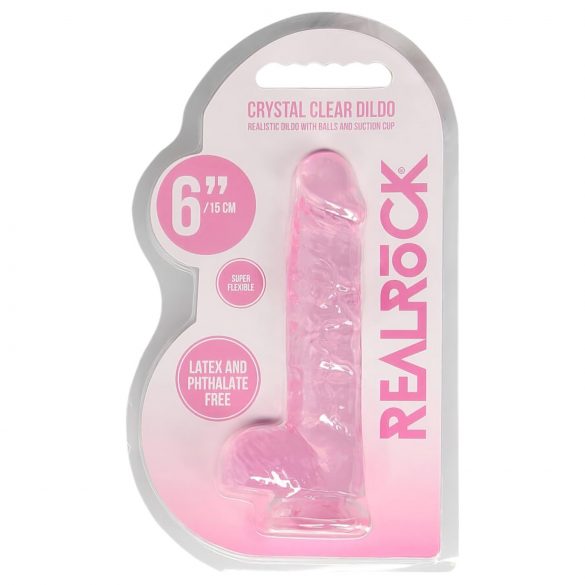 REALROCK - prozoren realistični dildo - roza (15 cm)