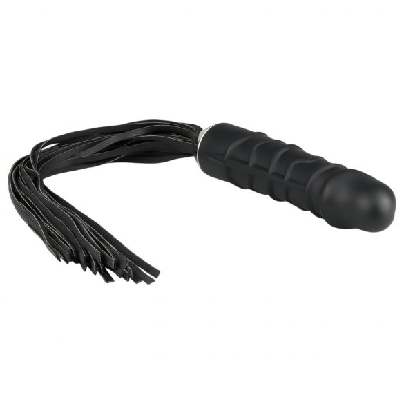 Easytoys Flogger - bič in silikonski dildo v enem (črn)