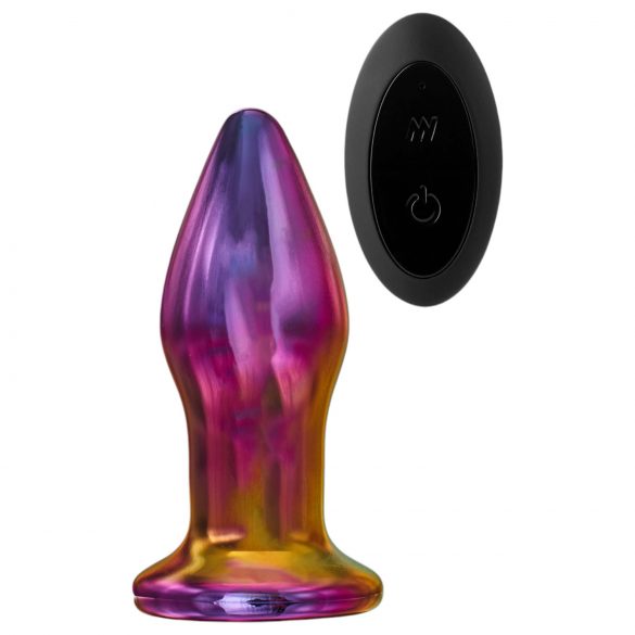 Glamour Glass - stožčasti, radijski, stekleni analni vibrator (barvni)