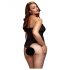 BACI Plus Size - prosojna bodi z ovratnim trakom - črna (XL-XXL)