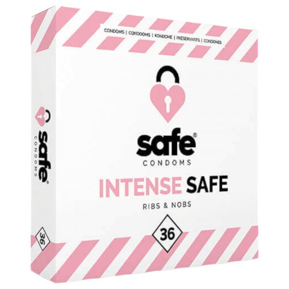 SAFE Intense Safe - Kondomi z rebri in pikami (36 kosov)